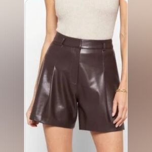 Astr cocoa brown leather wide leg  casual elegant short pants Sz S